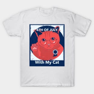 4th of July With My Cat Funny Pet T-Shirt